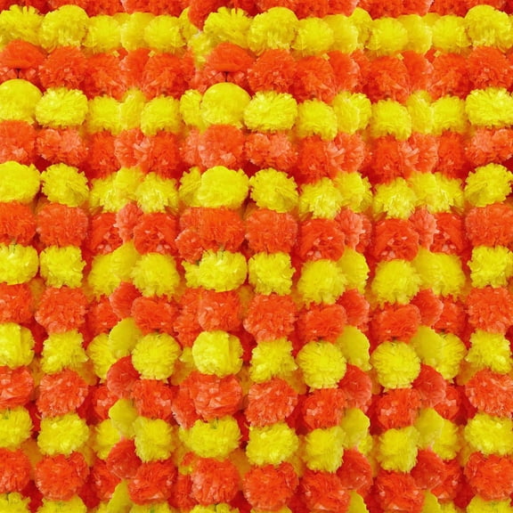 Flower Garland Decorations Yellow Orange Artificial Marigold Garland 60 Inch String for Halloween Day of The Dead Mexican Party Home Decor