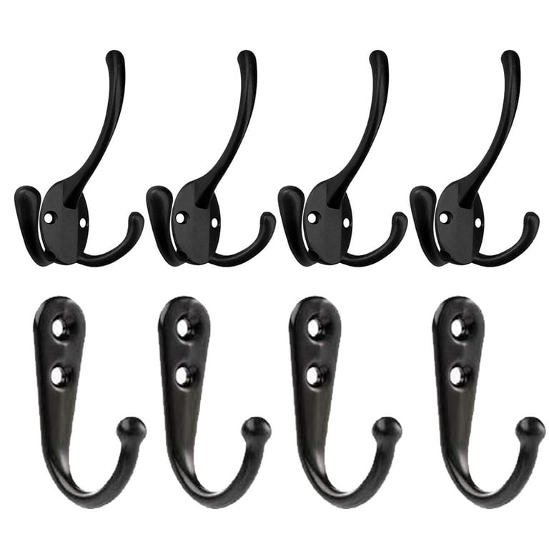 Decorative Coat Hooks For Wall Mount Set of 5 - Stylish and Sturdy Black  Metal Double Hooks Are Perfect To Hang Your Jackets, Towels Or Hats - A