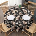 thumbnail image 3 of Black Highland Cow Flower Gnome Pattern Round Tablecloth 60"x60",Wrinkle Wipeable Table Cloth for Kitchen Dining Room Picnic Patio Party, 3 of 6