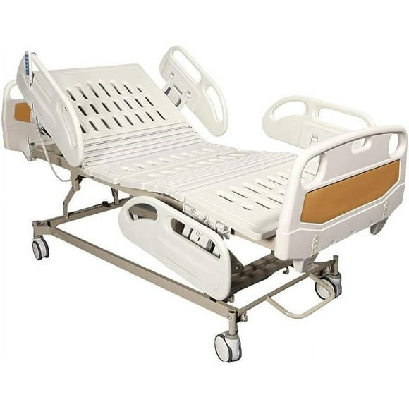 Cama de Hospital Eléctrica Magnimed 5 Posiciones Soporta hasta 150kg Barandales Abatibles Neumáticos Ruedas Con Frenos