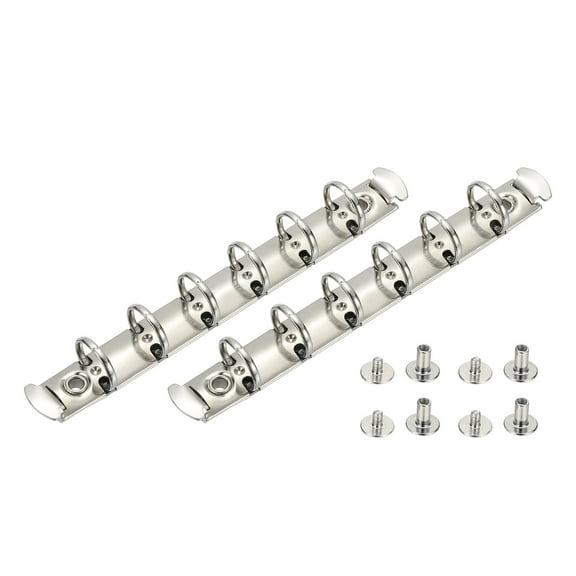 Uxcell A7 6 Hole Ring Binder Mechanisms, 2 Set 0.6" O Ring Replacement Binder Planner Loose Leaf Binding Spines with Switches for Organizers DIY Fill Paper Storage Folder, 15mm Silver