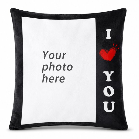 Custom Photo Pillow Cover, Pillow Case with "I Love You" Design, Personalized Gift for Partner, Home Decor 16x16 Inch