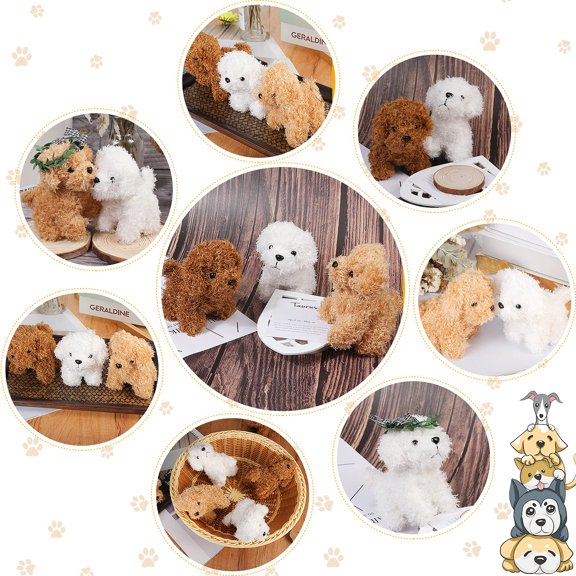9 Pcs Mini Plush Dog Stuffed Animals Bulk Dog Plush Party Favors for Easter Goodie Bag Fillers Baby Show Birthday (Curly Puppy)