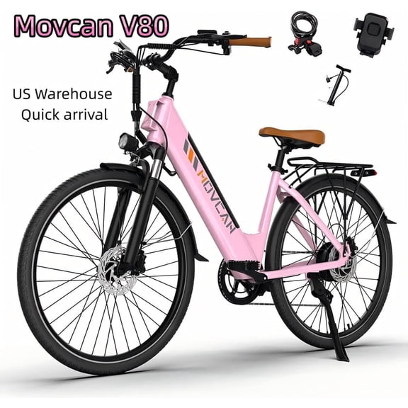 Movcan V80 All-Terrain Electric Bike - 1000W Motor, Dual Disc Brakes, 26" Tires