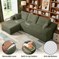 thumbnail image 6 of Pingliang Home 102" L-Shaped Sectional Sofa with Chaise and 2 Throw Pillows,Boneless Couch Comfy Corduroy Fluffy 3 Seater Couch with 2 Cup Holders for Living Room,Apartment,Office,No Assembly,Green, 6 of 11