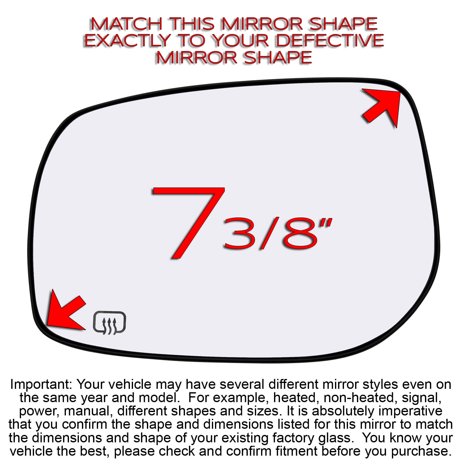 Rugged TUFF Driver Side Mirror Glass Replacement for 2009-2013 Toyota Corolla 2009-2013 Matrix (Heated Defrost)
