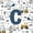 White Blue C, variant on Feelyou Construction Letter D Queen Comforter Set for Kids, Excavator Print Bedding Comforter Set for Bedroom, Blue, Reversible, 3pcs