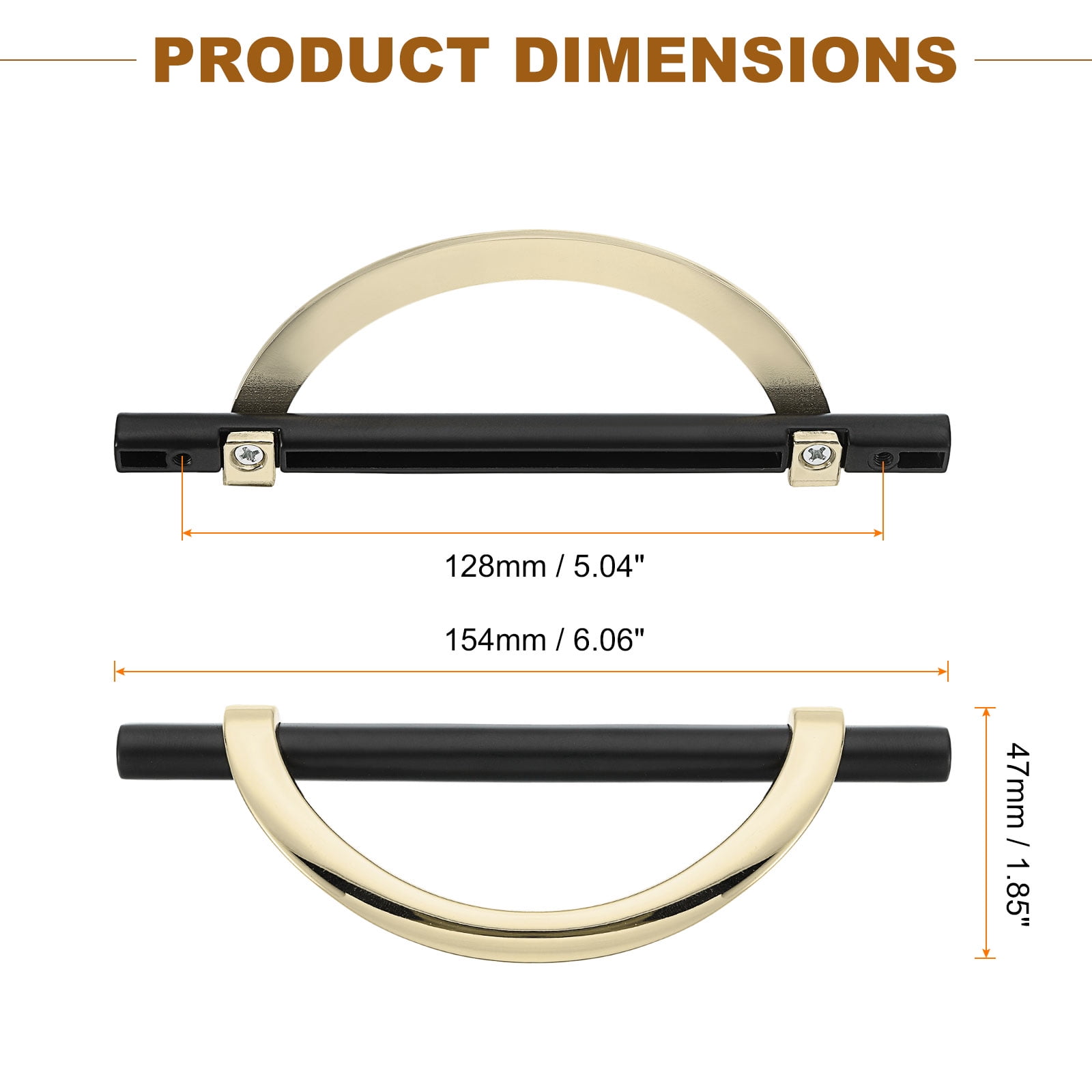 Uxcell 2Pcs 5.04 inch Kitchen Cabinet Handle with Screw Black/Gold