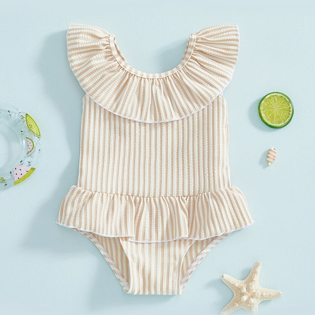 Maillot de Bain Fille Marron une Pièce Séchage Rapide 4-5 Ans