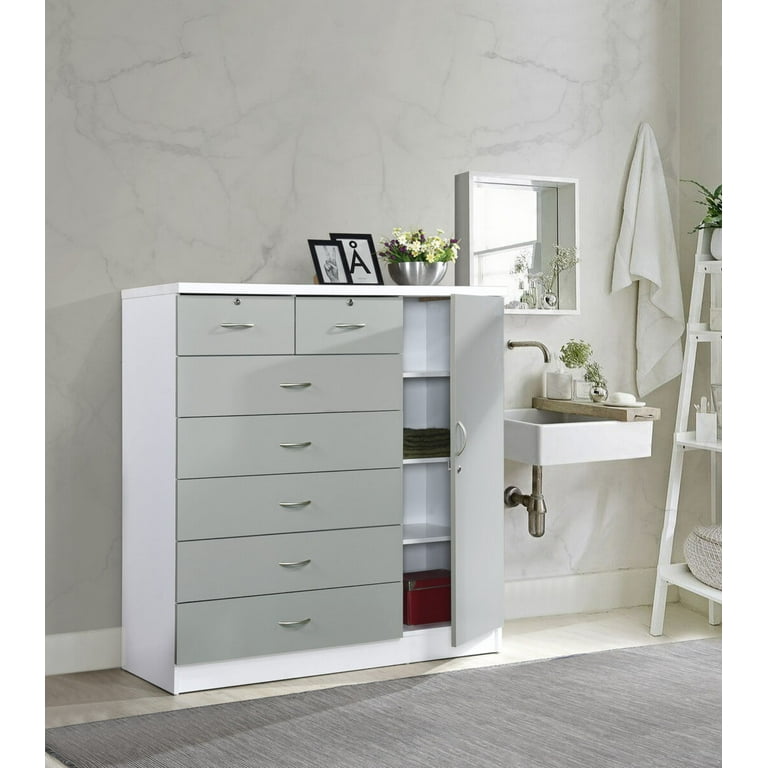 Hodedah 7-Drawer Chest with Locks on 2-Top Drawers plus 1