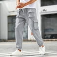 thumbnail image 4 of QNANSPI Mens Sweatpants With Pockets, Cargo Pants for Men, Men's Solid Color Multi Pocket Cargo Sweatpants Drawstring Elastic Waist Tapered Leg Comfortable Pants, 4 of 6