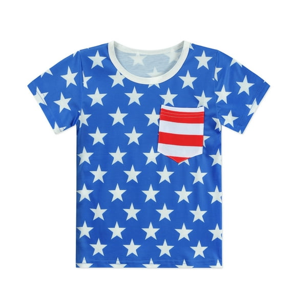 Cm-Kid 4th of July T-Shirt American Flag Tee Toddler Boys Patriotic Shirts Top Tee 4T