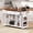 White + MDF + Tempered Glass- (2 Package), variant on K&K 53'' Farmhouse Kitchen Island with Two Tempered Glass Cabinet Doors, Power Outlet, Rolling Kitchen Cart on Wheels with Drop Leaf, 5 Open Side Racks, 3 Drawers, for Kitchen, Dining Room, White