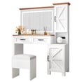 thumbnail image 6 of DEXTRUS Countryside Allure Vanity Set with Light-Variable Mirror and Versatile Shelves, White, 6 of 6