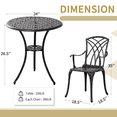 thumbnail image 4 of Withniture 3 Piece Cast Aluminum Patio Bistro Set, Bronze Outdoor Table and Chairs with Umbrella Hole, All Weather Rustproof Furniture for Balcony, Garden, Deck, Porch, 4 of 7