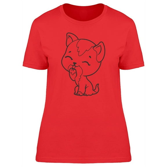 Cute Baby Kitten Doodle Cartoon T-Shirt Women -Image by Shutterstock, Female Medium