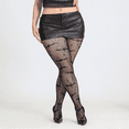 thumbnail image 4 of 1 Pairs Women's Halloween Socks Bats Pattern Fishnet Tights Black Sexy High Waist Bats Print Leggings Stockings for Women, 4 of 16
