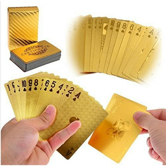 KETI TOYS 24k Playing Cards with Matching Box, Collector's Edition, 3.5 x 2.5 x 1 In, Gold Foil
