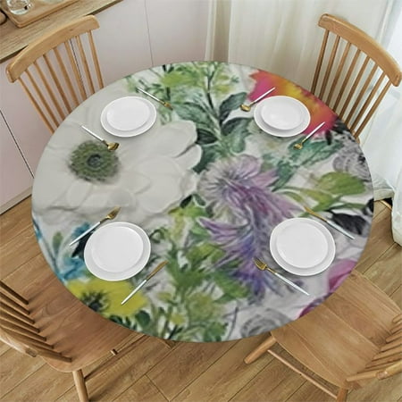 

BCIIG Floral Print Round Table Cloth Stain Resistant and Washable - Indoor Outdoor Tablecloth for Kitchen Dining Wedding Parties - 100% Polyester Fiber 38 -42