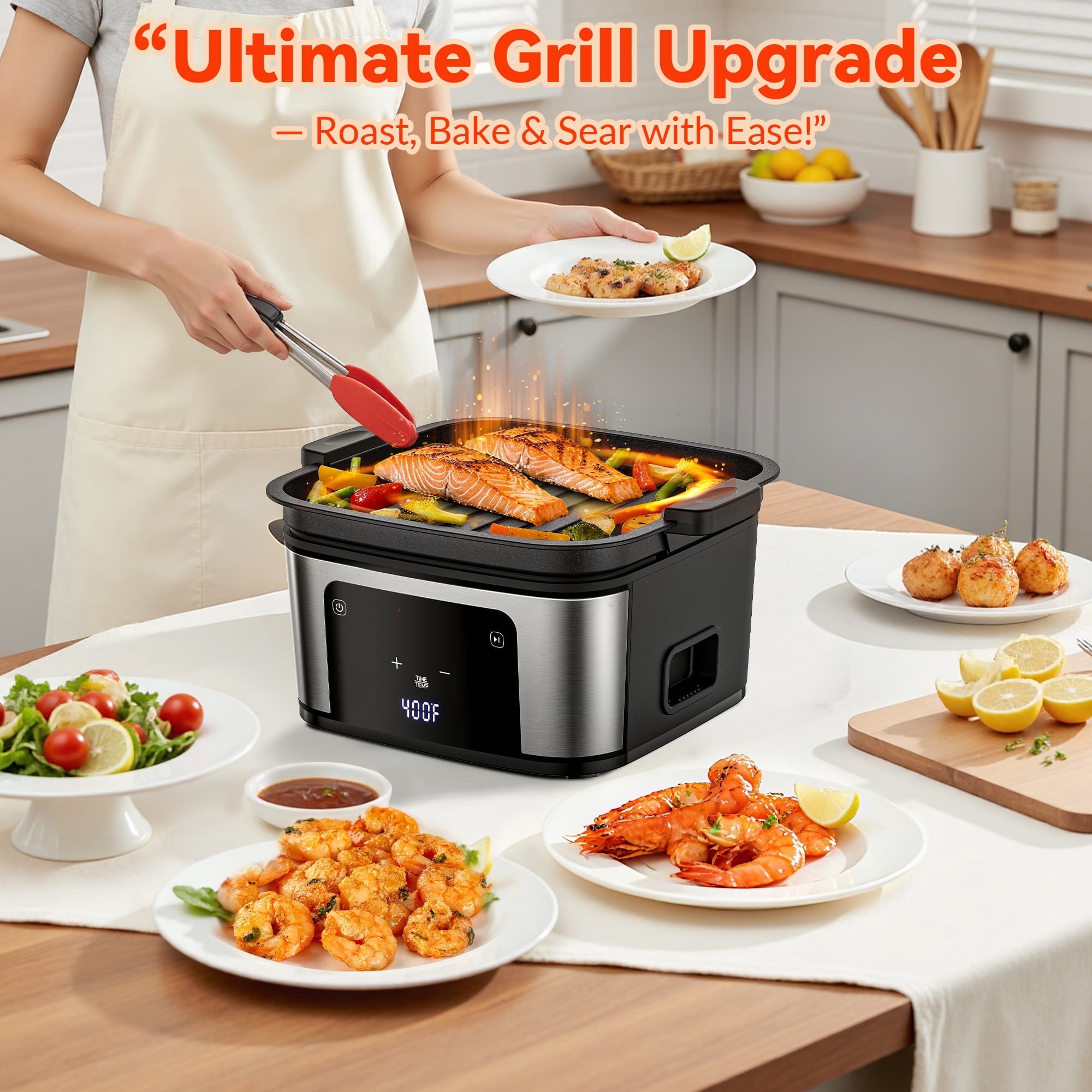 7.5 QT Visible Air Fryer Oven with Light & Baking Tray, 8-in-1 Oil-Free Digital Air Fryer, Nonstick Basket & 100 Liners, Easy Clean Family Kitchen Cooker
