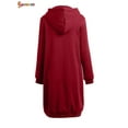 thumbnail image 5 of Spencer Women's Plus Size Long Fleece Hooded Coat Winter Warm Casual Pockets Jacket Zip Up Hoodies Sweatshirt Parka Overcoat "2XL, Wine Red", 5 of 5