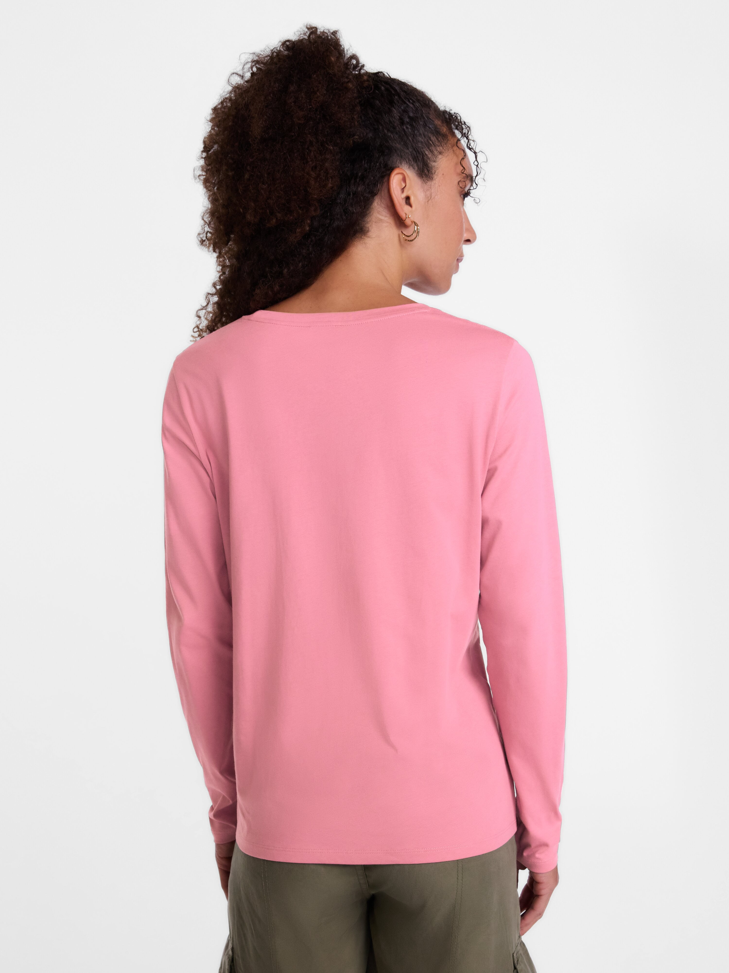 Scenario Women's Cotton Crewneck Tee with Long Sleeves, Sizes XS-XXXL