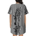 thumbnail image 6 of Fotbe Optical Zebra Illusion Print Pajama Set for Women 2 Piece Loungewear Short Sleeve Tops and Shorts Set Soft Sleepwear-Medium, 6 of 7