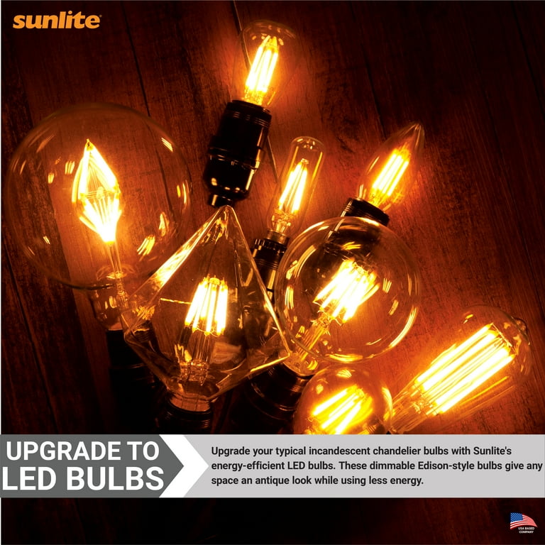 Sunlite 40-Watt Equivalent B11 Vintage Filament Chandelier LED Light Bulb in Warm White, 2700K (4-Pack) Sunlite 40-Watt Equivalent B11 Vintage Filament Chandelier LED Light Bulb in Warm White, 2700K (4-Pack)