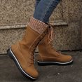 thumbnail image 6 of Mid Calf Lace-up Long Boots Women Flat Heels Round Toe Denim Cowboy Boots With Side Zipper Western Boots Fashion Autumn Winter Shoes, 6 of 7