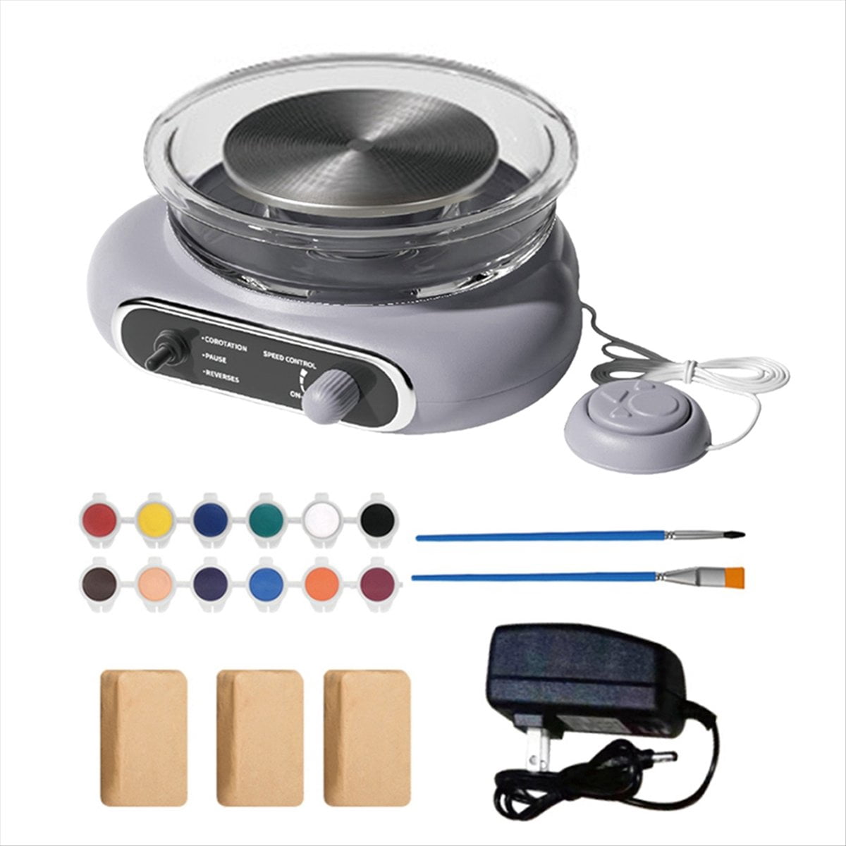 Mini Electric Pottery Wheel Kit Clay Art Turntable Detachable Cleaning for Home DIY Ceramic Work US Plug Grey