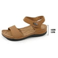 thumbnail image 4 of Women Casual Shoes Women Platforms Leather Sandals Ankle Strap Open Toe Chunky Heels Summer Dressy Sandal Solid Color Comfortable Trendy Non Slip Barefoot Casual Vacation Outdoor Beach, 4 of 7