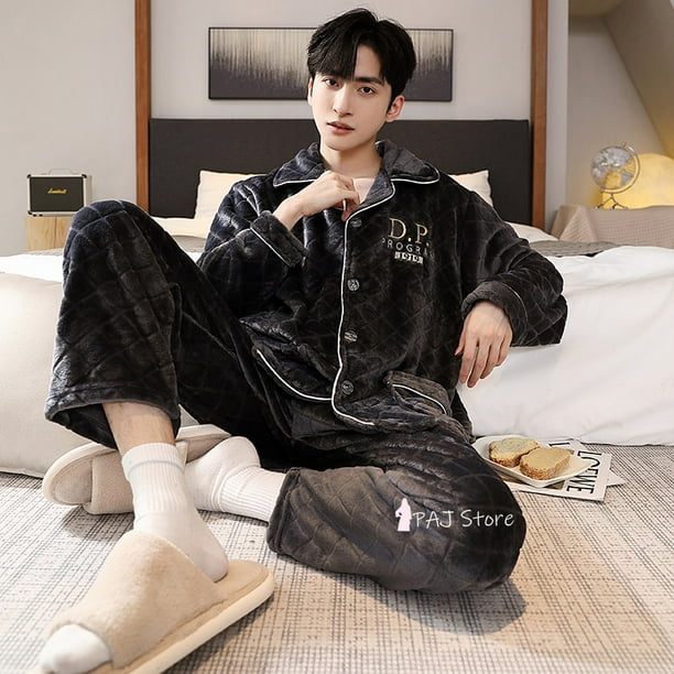 Winter Pajamas for Men Sleepwear Warm Winter Nightwear L-6XL Long Sleeve  Flannel Pajama Sets Plus Size Pijama Pyjamas 