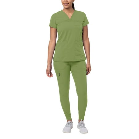 

Adar Pro Movement Booster Scrub Set For Women - Sweetheart V-Neck Scrub Top & Yoga Jogger Scrub Pants - P9400 - Spring Leaf - XXS