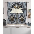 thumbnail image 2 of Vintage Compass Coastal Kitchen Curtains Sets 24 Inch Length with Valance, Summer Beach Ocean Nautical Swag Valances and Tiers Curtain Set Drapes Swag Curtains for Living Room, Bathroom, Bedroom, 2 of 6