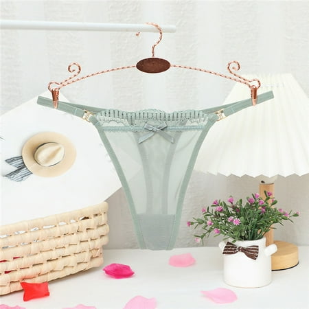Women Sexy Bow Knot Panties Mesh Full Sheer Lace Seamless Thong Panties Cute Panties for Women