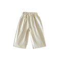 thumbnail image 3 of Ticikt Kids Corduroy Pants, Elastic Waist Solid Color Loose Wide‑Leg Trousers, Casual Straight Bottoms for Boys Girls,Beige, 3 of 7