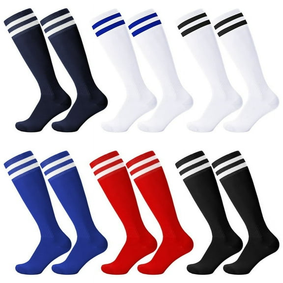 HEQUSIGNS 6 Pairs Kids Soccer Socks, Youth Knee Socks, Unisex Anti-slip Breathable Toddler Knee Socks, Towel Bottom Football Socks for Children Aged 5-12 to Playing Sports