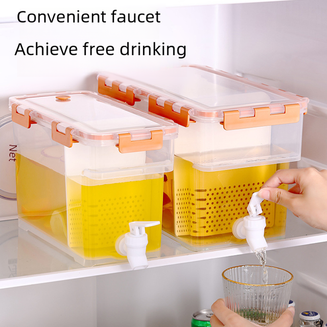 Hervidor de agua fría para refrigerador con grifo Hervidor de agua fría para el hogar Barril de bebidas de gran capacidad de 3,5 litros Barril de burbujas frías para jugo Barril de agua fría
