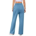 thumbnail image 4 of YDDIAN Womens Lounge Pants Oversized Straight Leg Loose Fit Wide Leg Sweatpants High Waisted Drawstring Spring Dressy Basic Pants with Pockets Light Blue L, 4 of 4