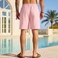thumbnail image 4 of LTTVQM Men's Cotton Linen Shorts Casual Elastic Waist Drawstring 2026 Summer Beach Vacation Shorts with Pockets Pink S, 4 of 7