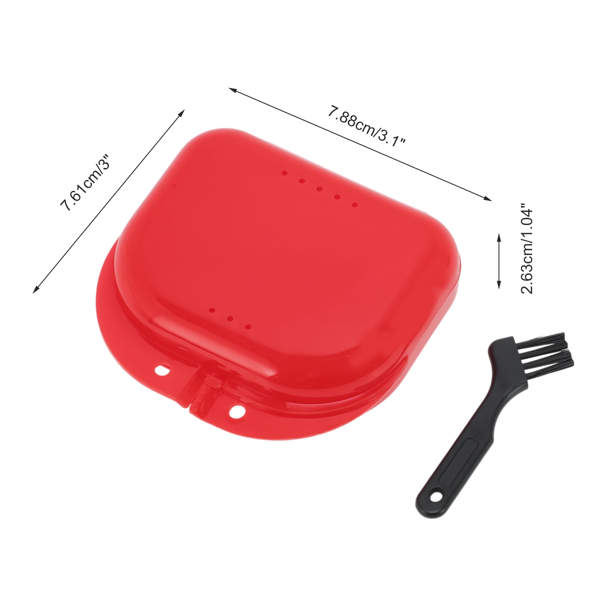 Unique Bargains Mini Braces Box with Brush 1 Set Red