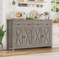 thumbnail image 3 of Homfa 55.1'' W Kitchen Buffet Storage Cabinet with Adjustable Shelves, 4-Doors 2-Drawers Sideboard Storage Cabinet, Gray, 3 of 7