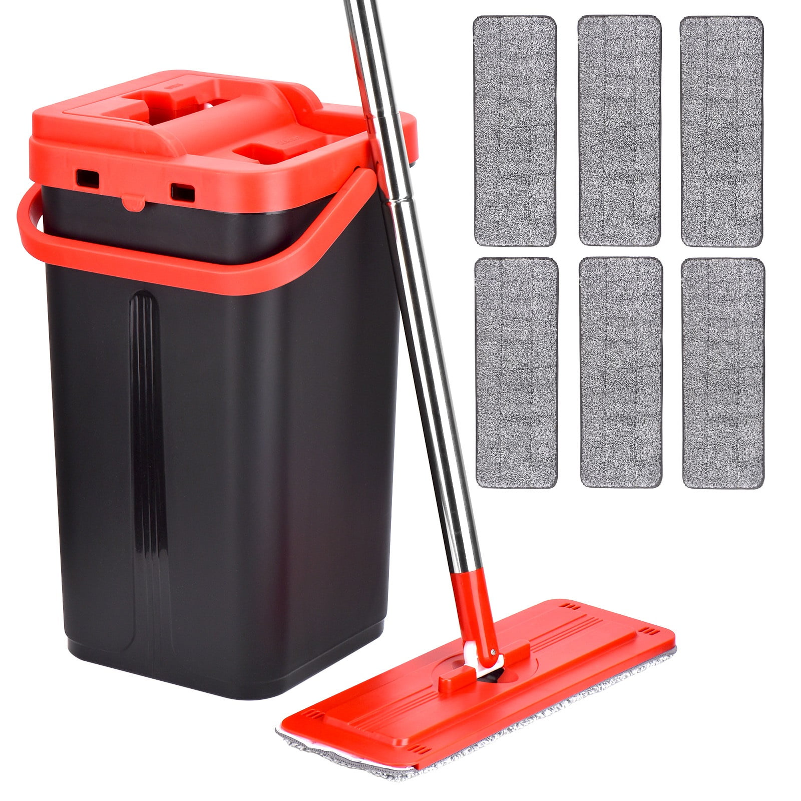4/6/7/8/10  USA 360° Flat Squeeze Microfiber Mop and Bucket Set Floor Cleaning 
