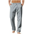 thumbnail image 2 of Elainilye Fashion Mens Casual Pants Plain Print Baggy Pants Pockets Button Zipper Elastic Waist Long Pants Trousers,Gray, 2 of 7