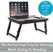 Multi-tasking Laptop Bed Tray with Adjustable Legs - Walnut