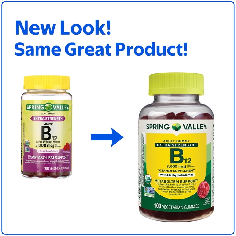 Spring Valley Extra Strength Vitamin B12 Supplement, Raspberry