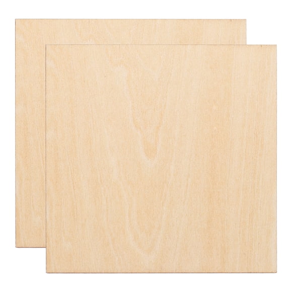 Uxcell 2pcs 2mm Basswood Plywood Sheets 4" x 4" x 3/32" Thin Unfinished Plywood Boards Craft Wood Sheet for Laser CNC Cutting Wood Engraving Burning Drawing Architecture DIY Projects