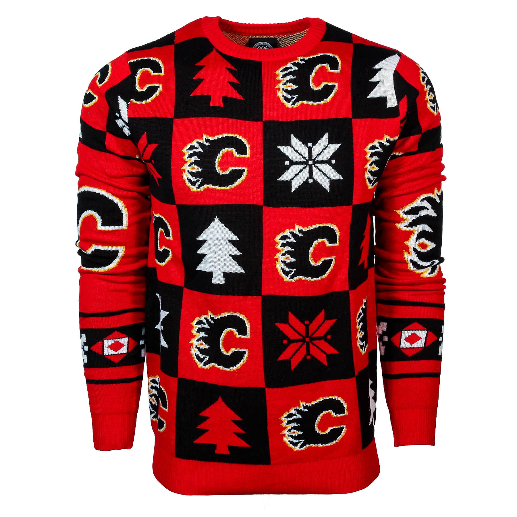Calgary Flames Mens Ugly Patchwork Sweater 