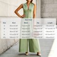 thumbnail image 3 of IUYRTFE Women Sleeveless Solid Color Jumpsuit Button Front Wide Leg Romper for Summer Vacation Daily Wear, 3 of 5