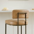thumbnail image 3 of CHITA 26 inch Counter Height Bar Stool Set with Brass Frame Set of 2, Faux Leather in Cognac, 3 of 7